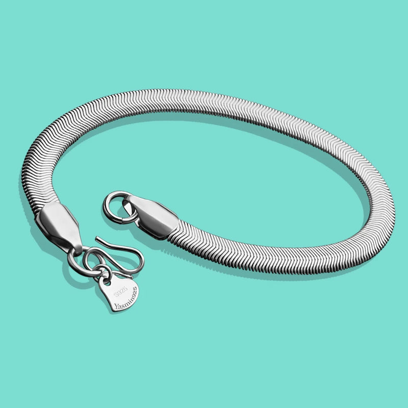 925 Silver Bracelet Men's 6MM Snake Chain Real Silver Jewelry Gift