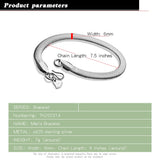 925 Silver Bracelet Men's 6MM Snake Chain Real Silver Jewelry Gift