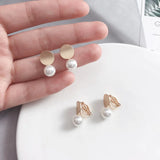 Small Round Pearls Clip-on Earrings for Women Lady