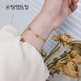 Minimalist Spacer Bead Bracelet Women Stainless Steel Plated 18k