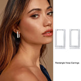 Minimalist Square Hoop Earring for Women Girls Ear Huggie Rectangle Hoops