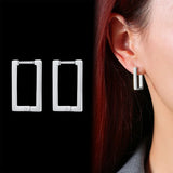 Minimalist Square Hoop Earring for Women Girls Ear Huggie Rectangle Hoops