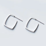 925 Silver Square Hoop Earrings, Geometric Ear Jewelry
