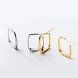 925 Silver Square Hoop Earrings, Geometric Ear Jewelry