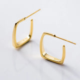 925 Silver Square Hoop Earrings, Geometric Ear Jewelry