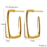 925 Silver Square Hoop Earrings, Geometric Ear Jewelry