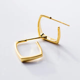 925 Silver Square Hoop Earrings, Geometric Ear Jewelry