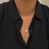 Stainless Steel 18K Plated Rice Beads Chain Choker Necklace