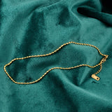 Stainless Steel 18K Plated Rice Beads Chain Choker Necklace