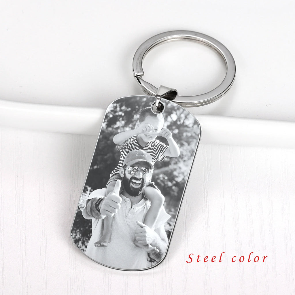 Custom Stainless Steel Dog Tag Keychain Name Dad To My Son