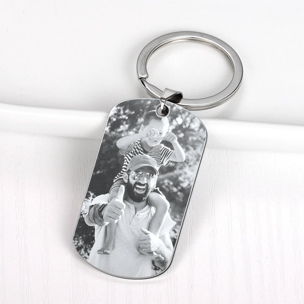 Custom Stainless Steel Dog Tag Keychain Name Dad To My Son