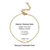 Minimalist Pearl Chain Bracelet Waterproof Golden Gift