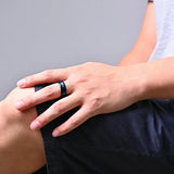 Minimalist Stainless Steel Groove Ring Men's Wedding Band Zircon Ring