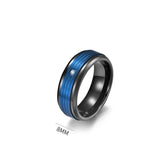 Minimalist Stainless Steel Groove Ring Men's Wedding Band Zircon Ring