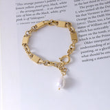 Stainless Steel Natural Pearl Bracelet Chain 18K Plated