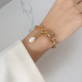 Stainless Steel Natural Pearl Bracelet Chain 18K Plated