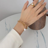 Stainless Steel Natural Pearl Bracelet Chain 18K Plated