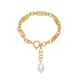 Stainless Steel Natural Pearl Bracelet Chain 18K Plated
