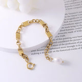 Stainless Steel Natural Pearl Bracelet Chain 18K Plated