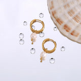 Minimalist Stainless Steel Small Hoop Earrings with Pearl Charms