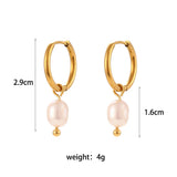 Minimalist Stainless Steel Small Hoop Earrings with Pearl Charms