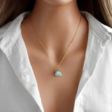 Stylish Crystal Stone Pendant Bead Necklace Oval Charm Choker Ins Jewelry