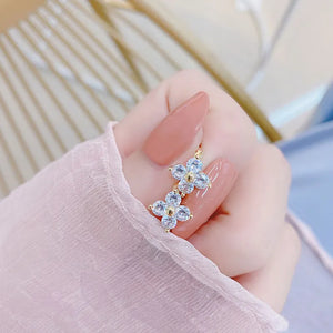 Minimalist Zircon Four Leaf Clover Earrings Women Fine Engagement