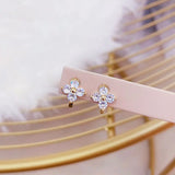 Minimalist Zircon Four Leaf Clover Earrings Women Fine Engagement