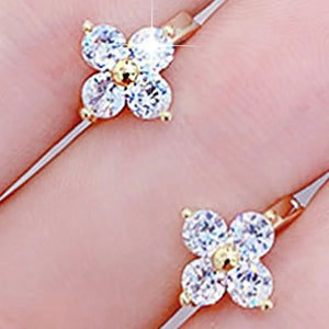 Minimalist Zircon Four Leaf Clover Earrings Women Fine Engagement