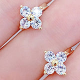 Minimalist Zircon Four Leaf Clover Earrings Women Fine Engagement