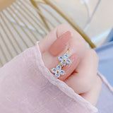 Minimalist Zircon Four Leaf Clover Earrings Women Fine Engagement