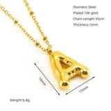 Thick Bubble Alphabet Necklace Chunky Initial Letter Pendant Collar Jewelry
