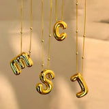 Thick Bubble Alphabet Necklace Chunky Initial Letter Pendant Collar Jewelry