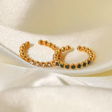 Minimalist Thin Green/White Crystal CZ Women's Ring Engagement Wedding Jewelry