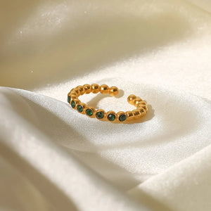 Minimalist Thin Green/White Crystal CZ Women's Ring Engagement Wedding Jewelry