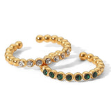 Minimalist Thin Green/White Crystal CZ Women's Ring Engagement Wedding Jewelry