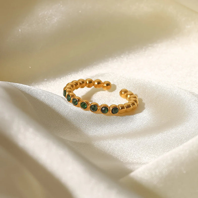Minimalist Thin Green/White Crystal CZ Women's Ring Engagement Wedding Jewelry