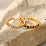 Minimalist Thin Green/White Crystal CZ Women's Ring Engagement Wedding Jewelry