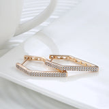 Geometric Hoops Earrings 585 Zircons Hollow Back Cilp European Jewelry
