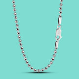925 Sterling Silver 2.3MM Bead Chain Link Necklace