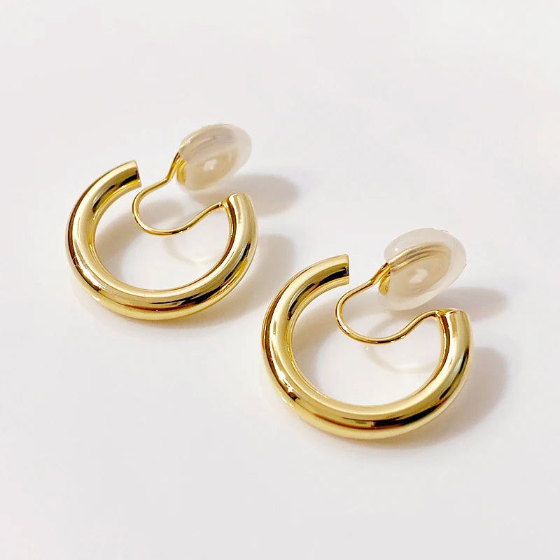 Vintage Clip on Hoop Earrings, Elegant Party Gift Jewelry