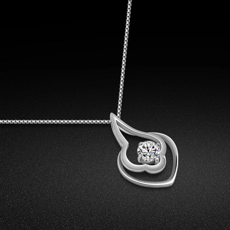 Minimalist 925 Silver Cloudy Zirconia Pendant Necklace