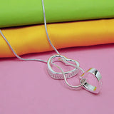 Minimalist 925 Silver Necklace-Double Heart Pendant-Snake Chain Gift