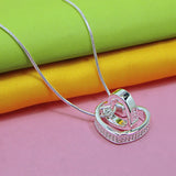 Minimalist 925 Silver Necklace-Double Heart Pendant-Snake Chain Gift