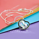 Minimalist 925 Silver Necklace-Double Heart Pendant-Snake Chain Gift