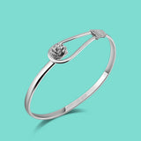 925 Silver Rose Bangle Bracelet - Christmas Gift Jewelry