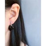 Geometric Agate Heart Earrings 925 Sterling Silver Female Earrings