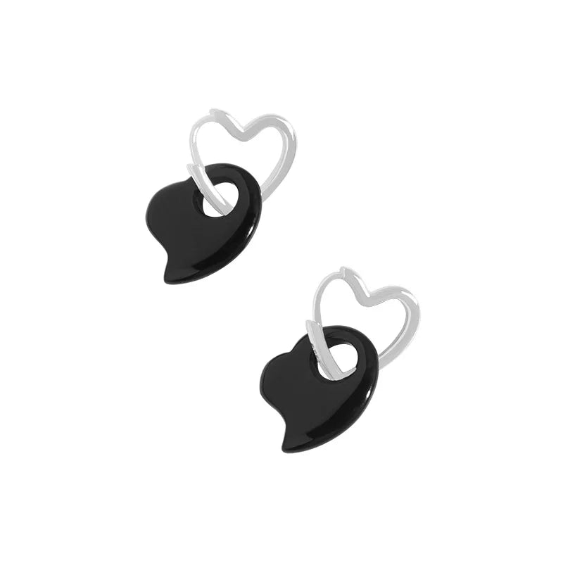 Geometric Agate Heart Earrings 925 Sterling Silver Female Earrings