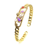 Minimalist Bees Chain Cuff Bracelet Micro Zircon Bangles