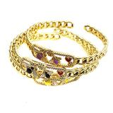 Minimalist Bees Chain Cuff Bracelet Micro Zircon Bangles